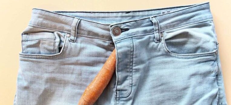 Karotten symbolisieren einen durch Limonade vergrößerten Penis